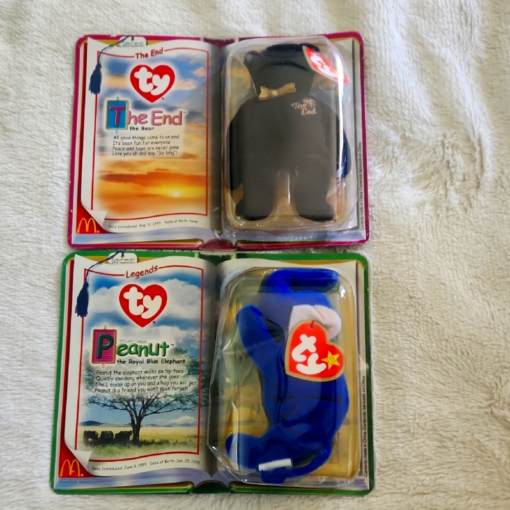 Vintage McDonald's ty Beanie Babies The End and Peanut Set
